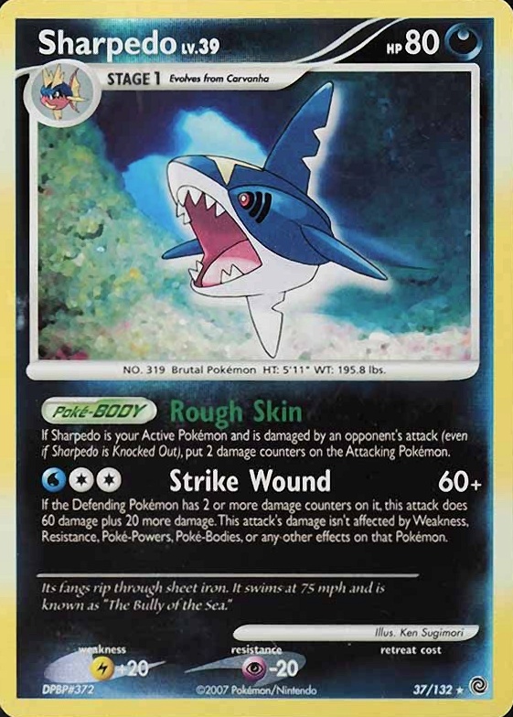 2007 Pokemon Diamond & Pearl Secret Wonders Sharpedo-Reverse Foil #37 TCG Card