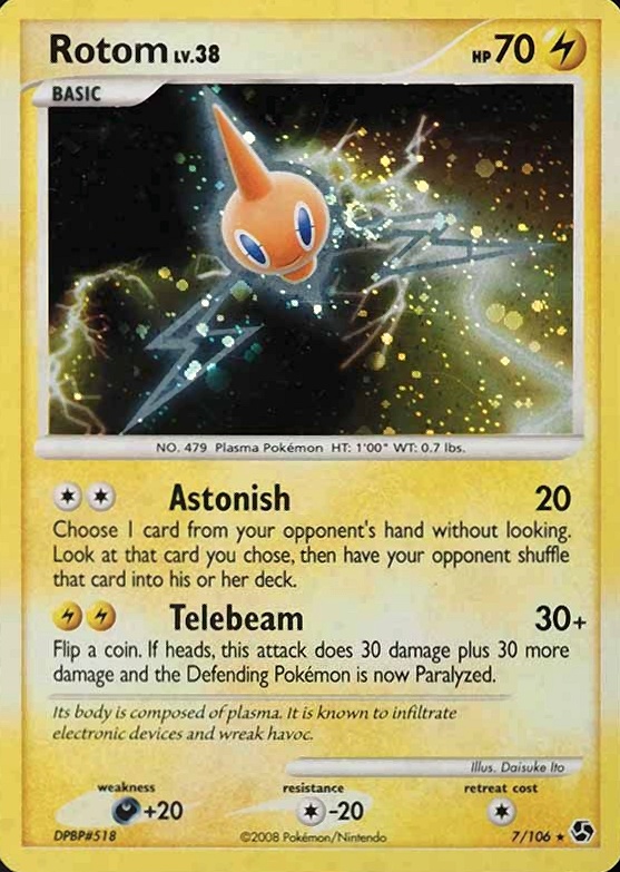 2008 Pokemon Diamond & Pearl Great Encounters Rotom-Holo #7 TCG Card