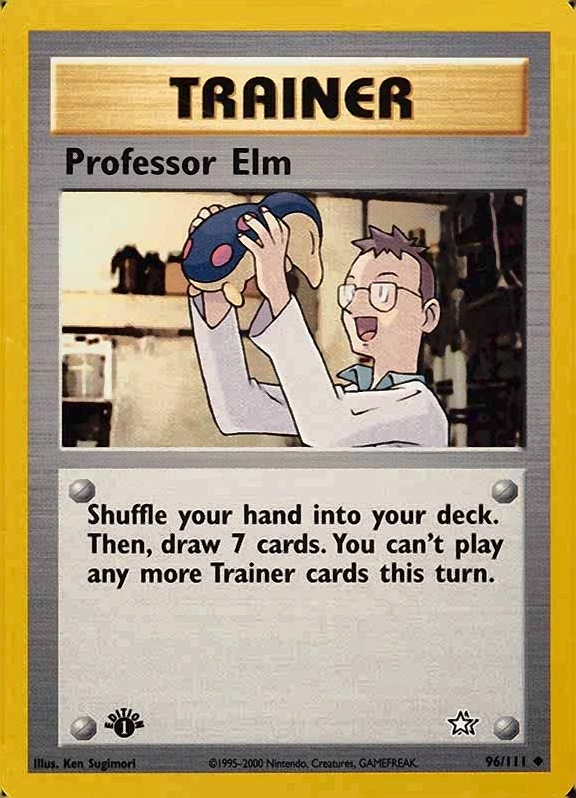 2000 Pokemon Neo Genesis 1st Edition Professor Elm #96 TCG Card