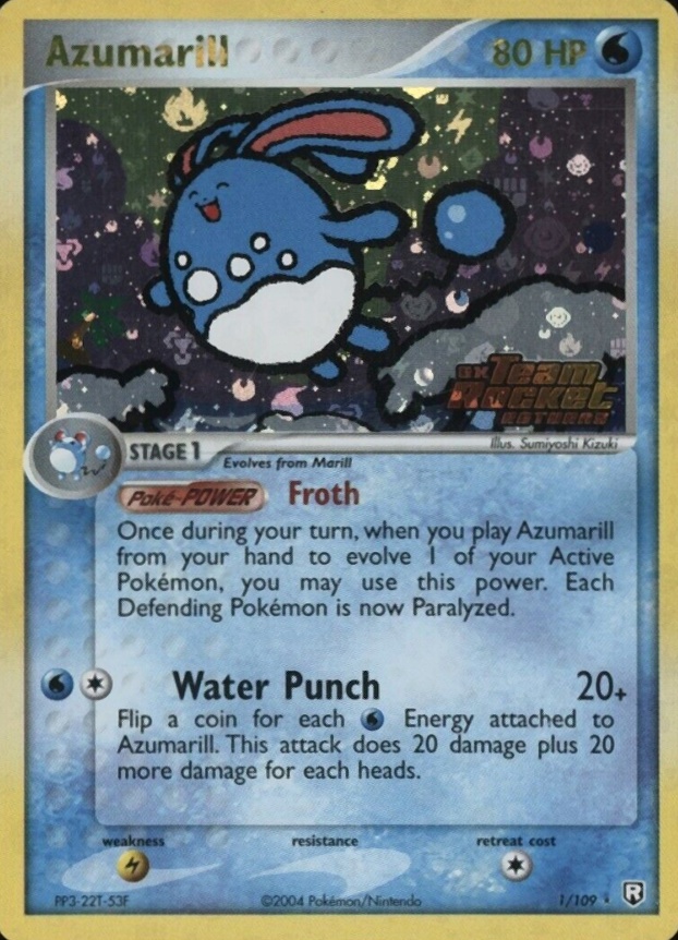 2004 Pokemon EX Team Rocket Returns Azumarill-Reverse Foil #1 TCG Card