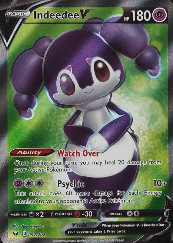 2020 Pokemon Sword & Shield Full Art/Indeedee V #192 TCG Card