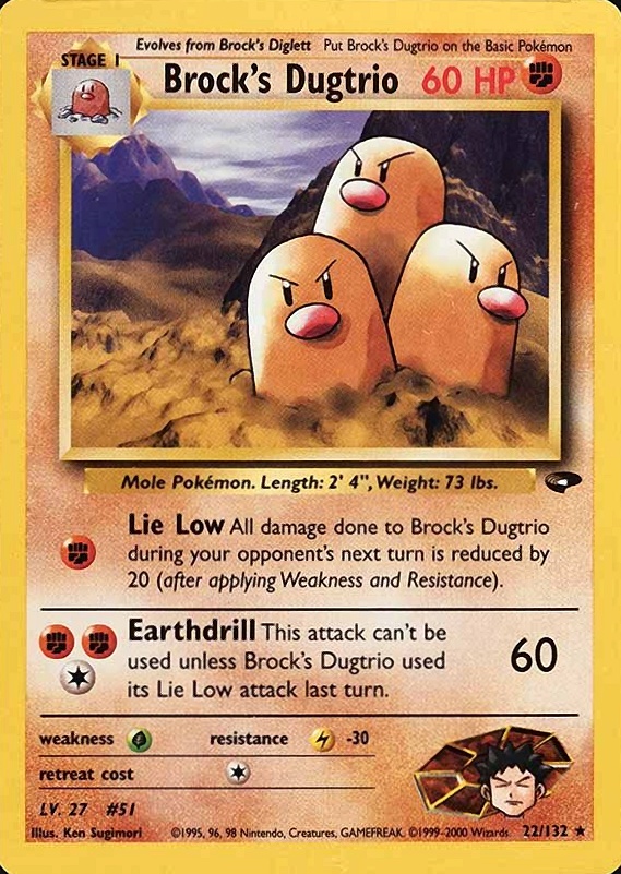 2000 Pokemon Gym Challenge Brock's Dugtrio #22 TCG Card