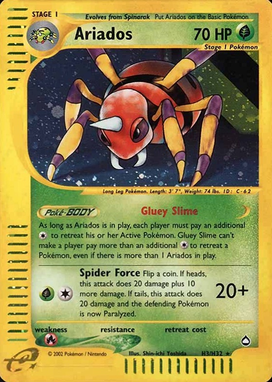 2003 Pokemon Aquapolis Ariados-Holo #H3 TCG Card