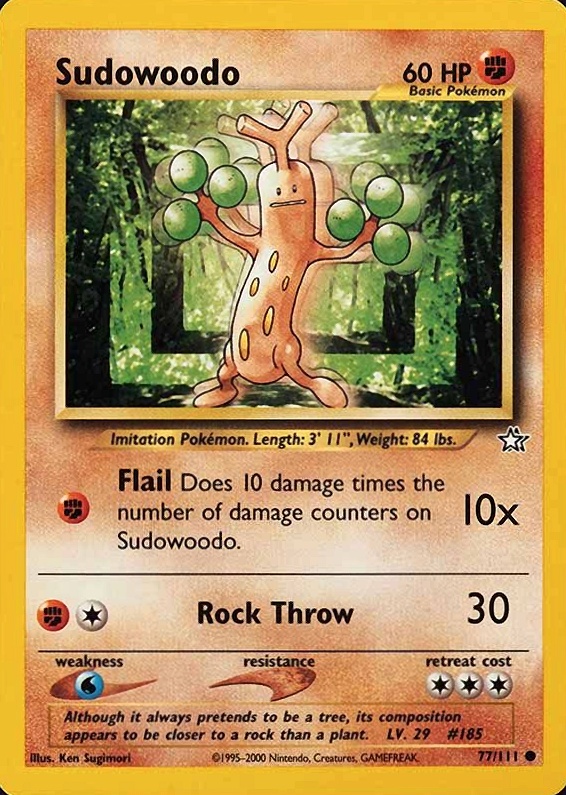 2000 Pokemon Neo Genesis Sudowoodo #77 TCG Card