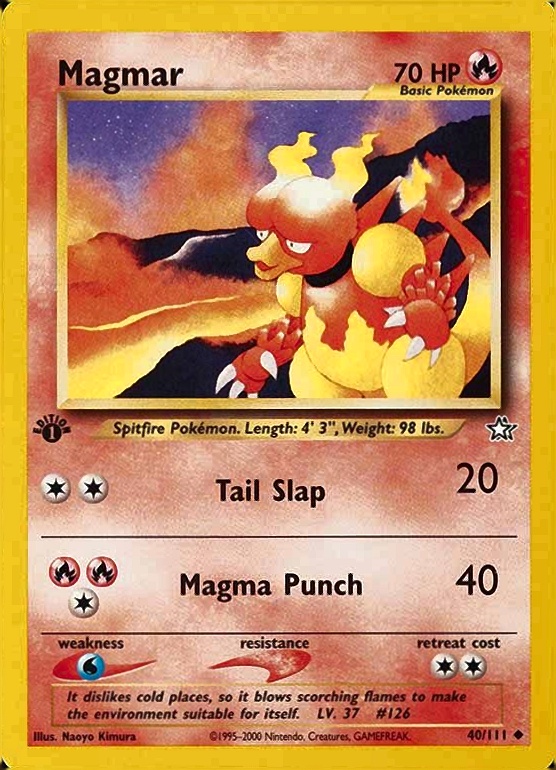 2000 Pokemon Neo Genesis 1st Edition Magmar #40 TCG Card