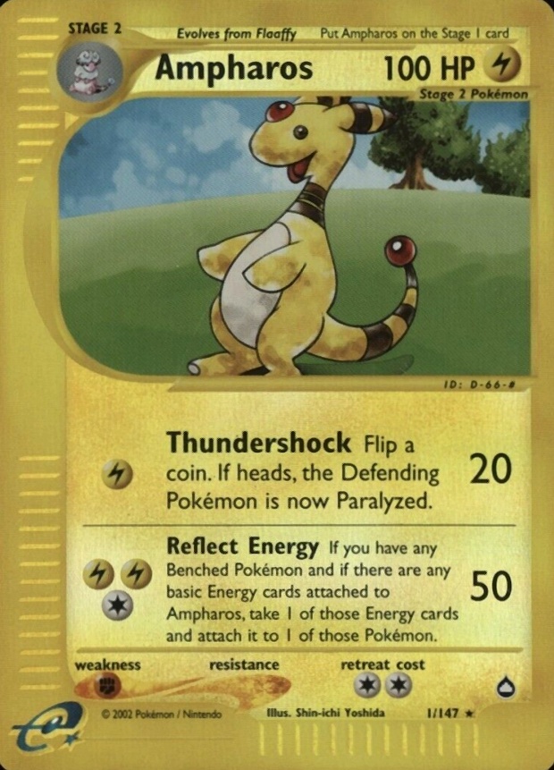 2003 Pokemon Aquapolis Ampharos-Reverse Foil #1 TCG Card