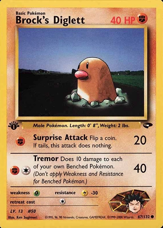 2000 Pokemon Gym Challenge Brock's Diglett #67 TCG Card