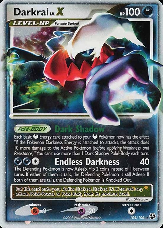 2008 Pokemon Diamond & Pearl Great Encounters Darkrai LV.X-Holo #104 TCG Card