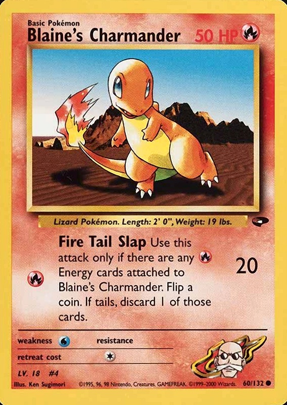 2000 Pokemon Gym Challenge Blaine's Charmander #60 TCG Card