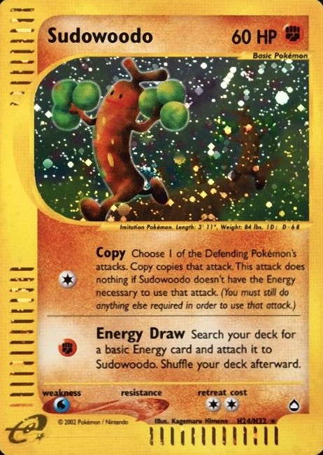 2003 Pokemon Aquapolis Sudowoodo-Holo #H24 TCG Card