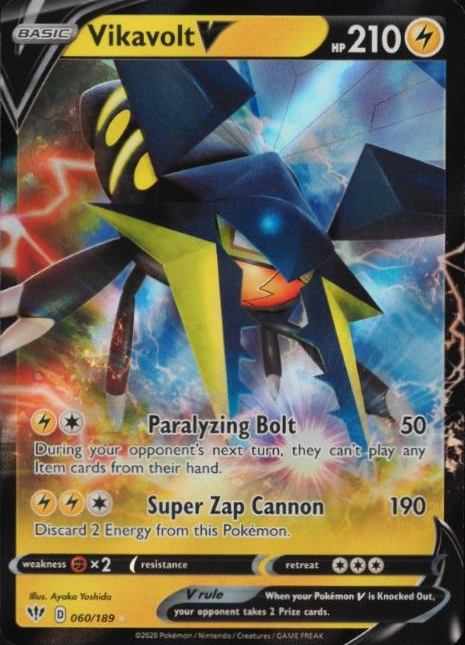 2020 Pokemon Sword & Shield Darkness Ablaze Vikavolt V #060 TCG Card