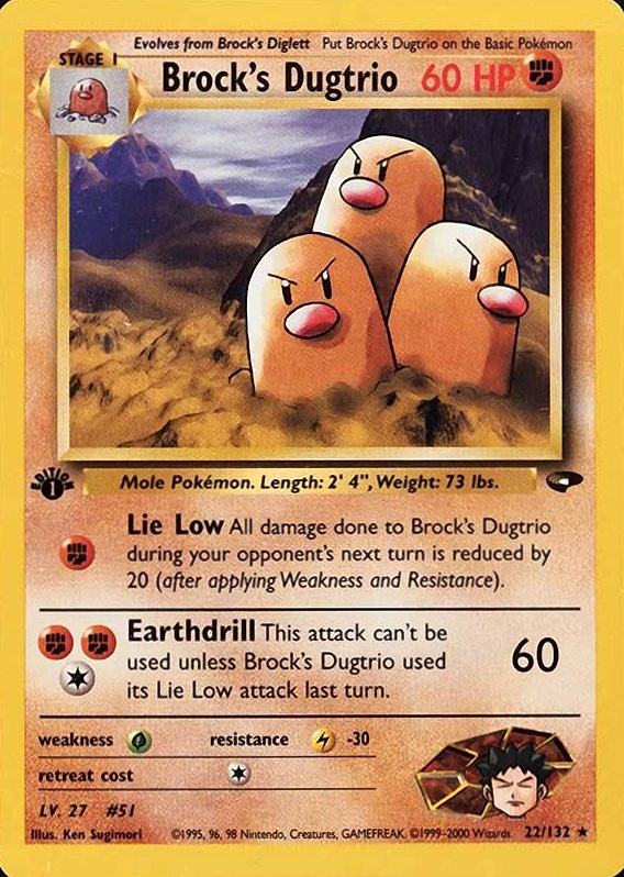 2000 Pokemon Gym Challenge Brock's Dugtrio #22 TCG Card