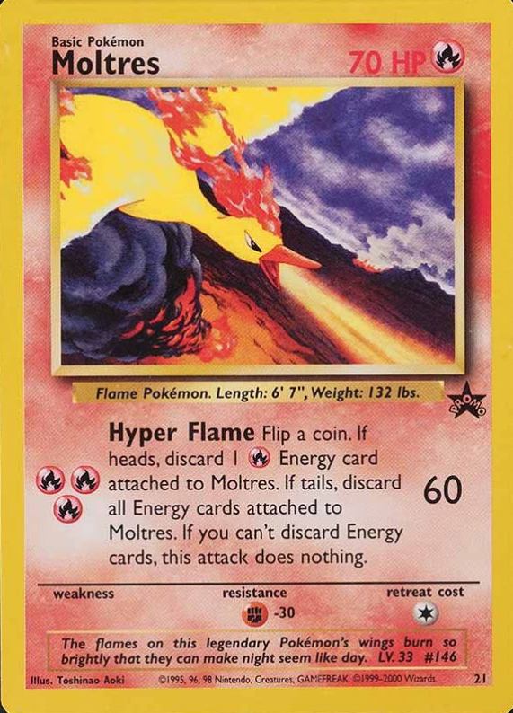 2000 Pokemon Promo Black Star Moltres #21 TCG Card