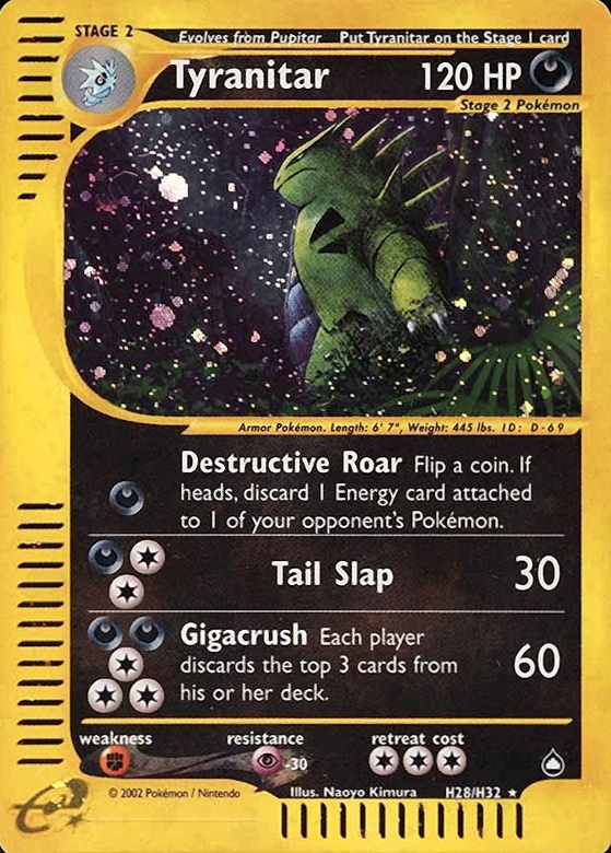 2003 Pokemon Aquapolis Tyranitar-Holo #H28 TCG Card