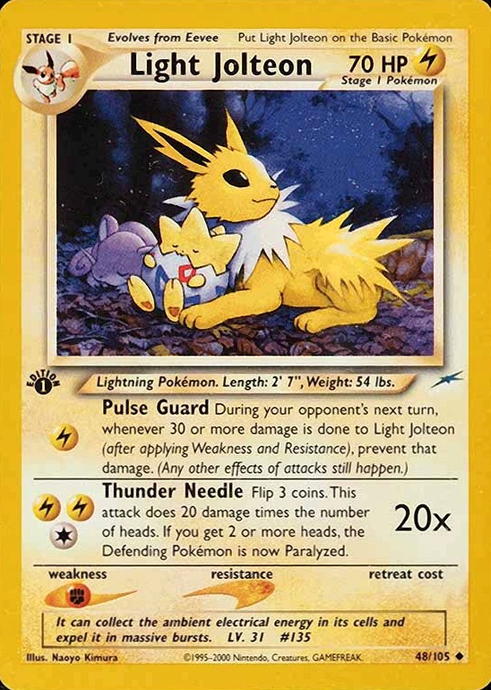 2002 Pokemon Neo Destiny  Light Jolteon #48 TCG Card