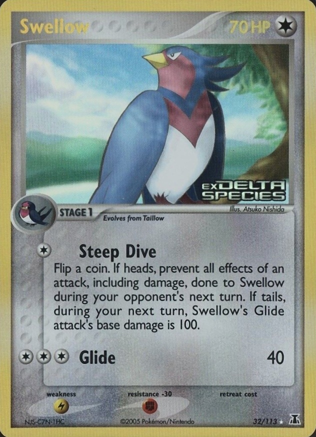 2005 Pokemon EX Delta Species Swellow-Reverse Foil #32 TCG Card