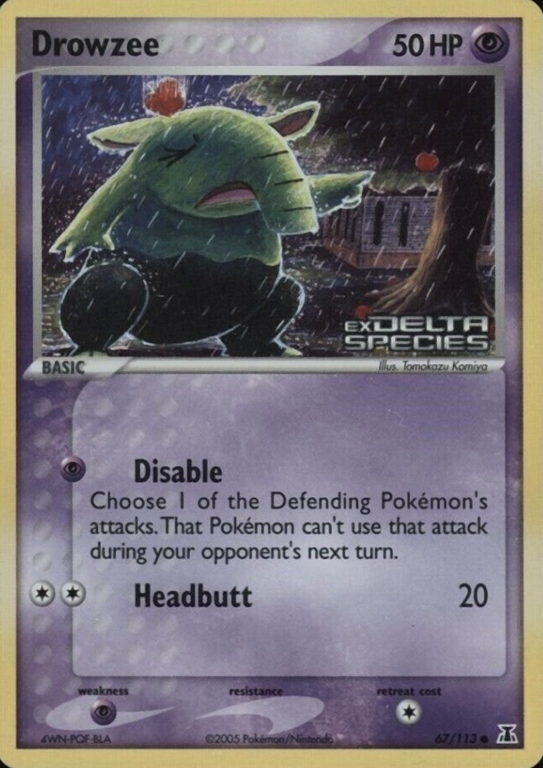 2005 Pokemon EX Delta Species Drowzee-Reverse Foil #67 TCG Card