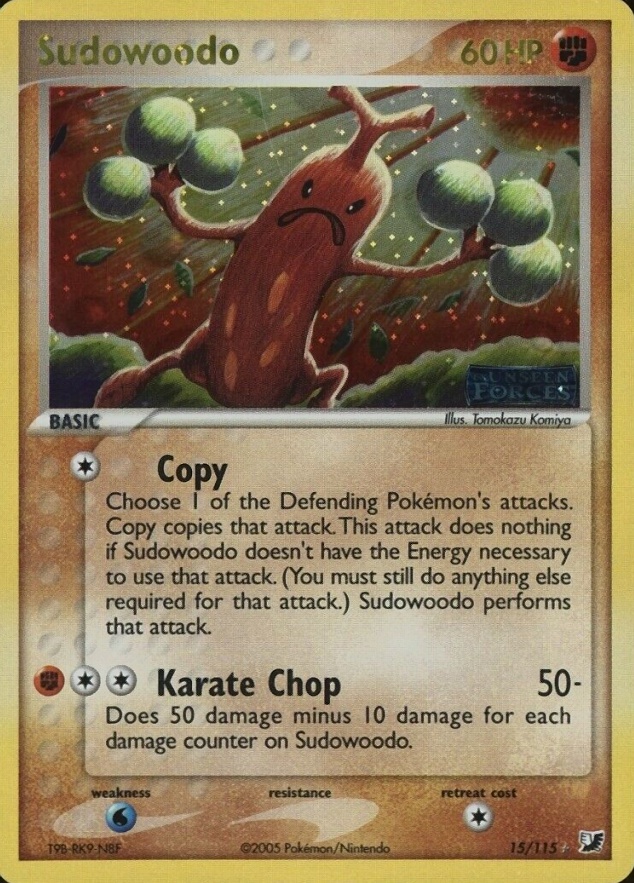 2005 Pokemon EX Unseen Forces Sudowoodo-Reverse Foil #15 TCG Card