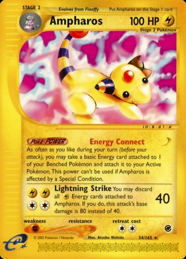 2002 Pokemon Expedition Ampharos #34 TCG Card