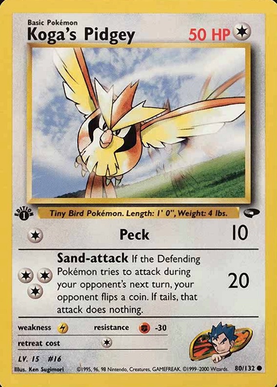 2000 Pokemon Gym Challenge Koga's Pidgey #80 TCG Card