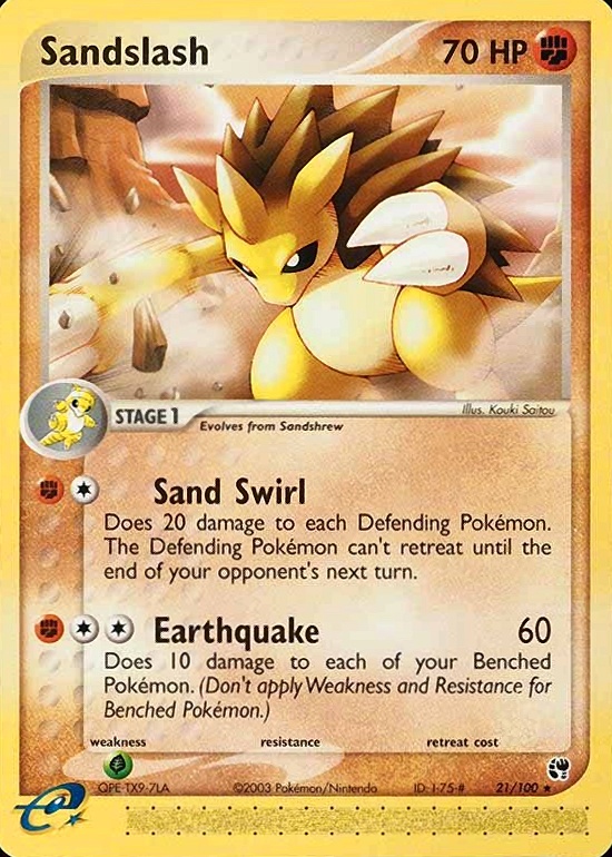 2003 Pokemon EX Sandstorm Sandslash #21 TCG Card