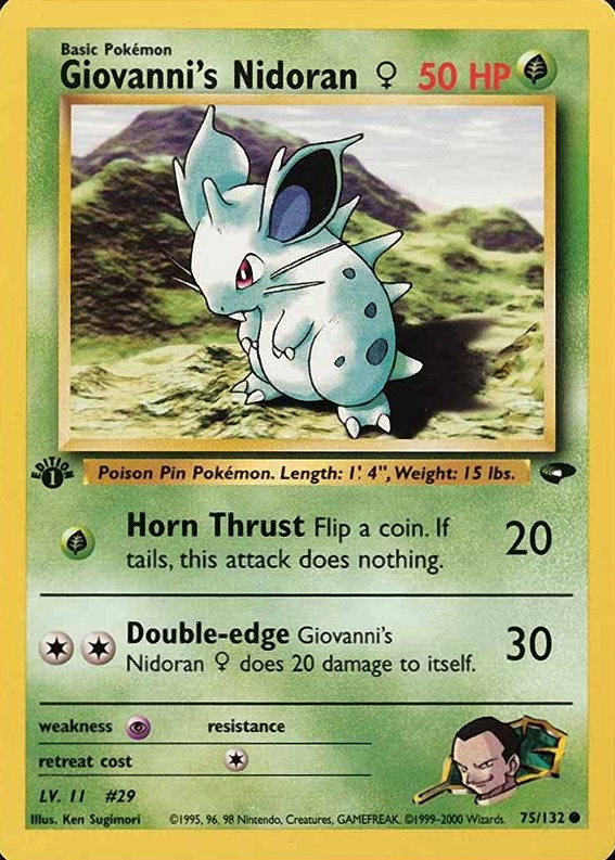 2000 Pokemon Gym Challenge Giovanni's Nidoran #75 TCG Card