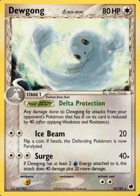 2006 Pokemon EX Dragon Frontiers Dewgong #15 TCG Card