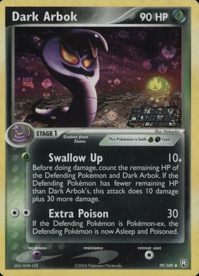 2004 Pokemon EX Team Rocket Returns Dark Arbok-Reverse Foil #29 TCG Card