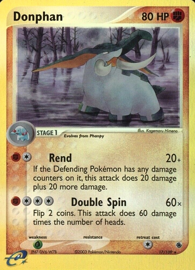 2003 Pokemon EX Ruby & Sapphire Donphan-Reverse Foil #17 TCG Card