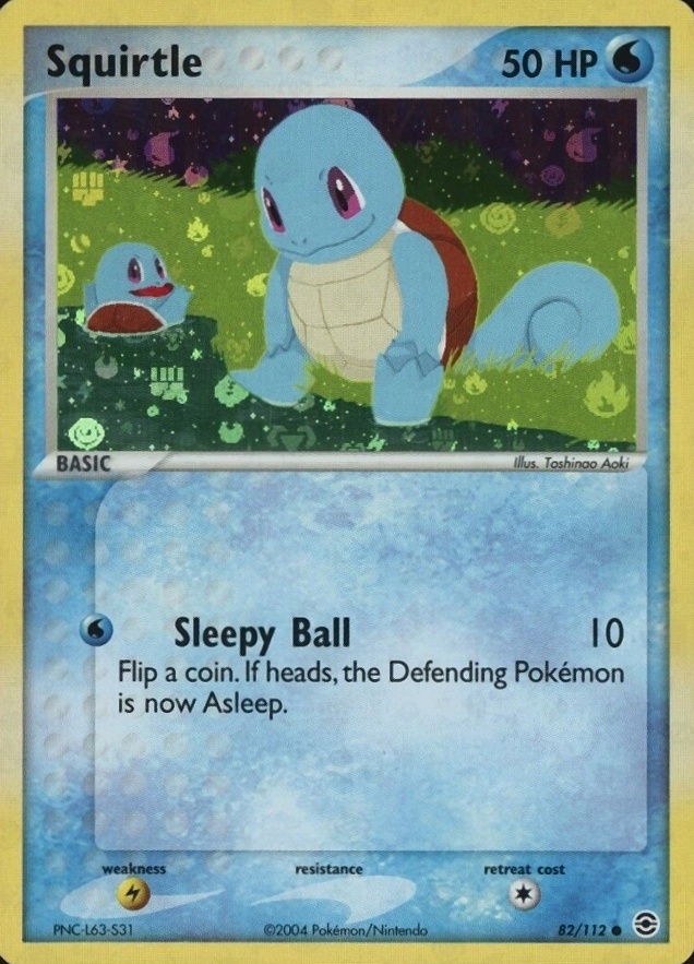 2004 Pokemon EX Fire Red & Leaf Green Squirtle-Reverse Foil #82 TCG Card