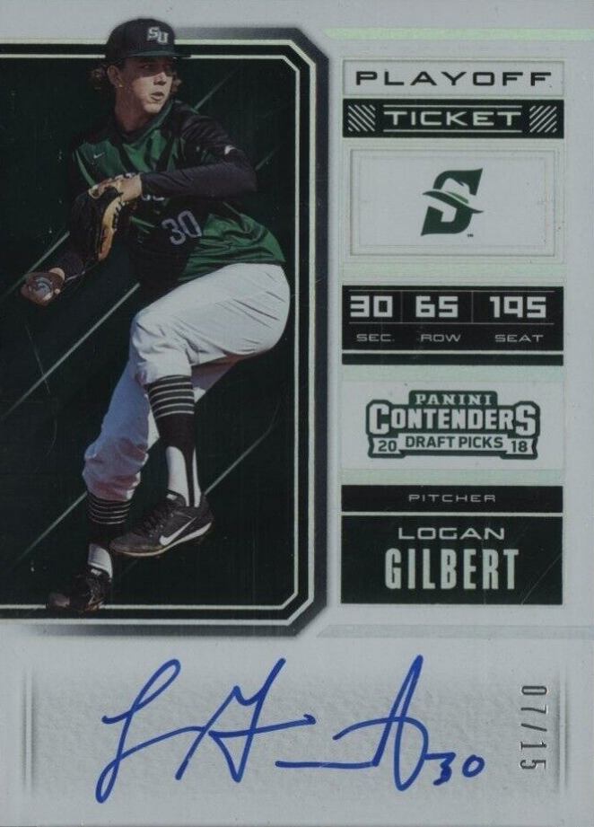 2018 Panini Contenders Draft Picks Draft Ticket Autograph Logan Gilbert #18 Baseball Card