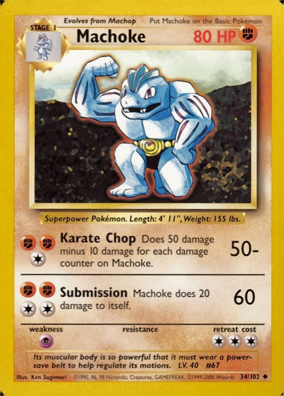 1999 Pokemon Game Machoke #34 TCG Card