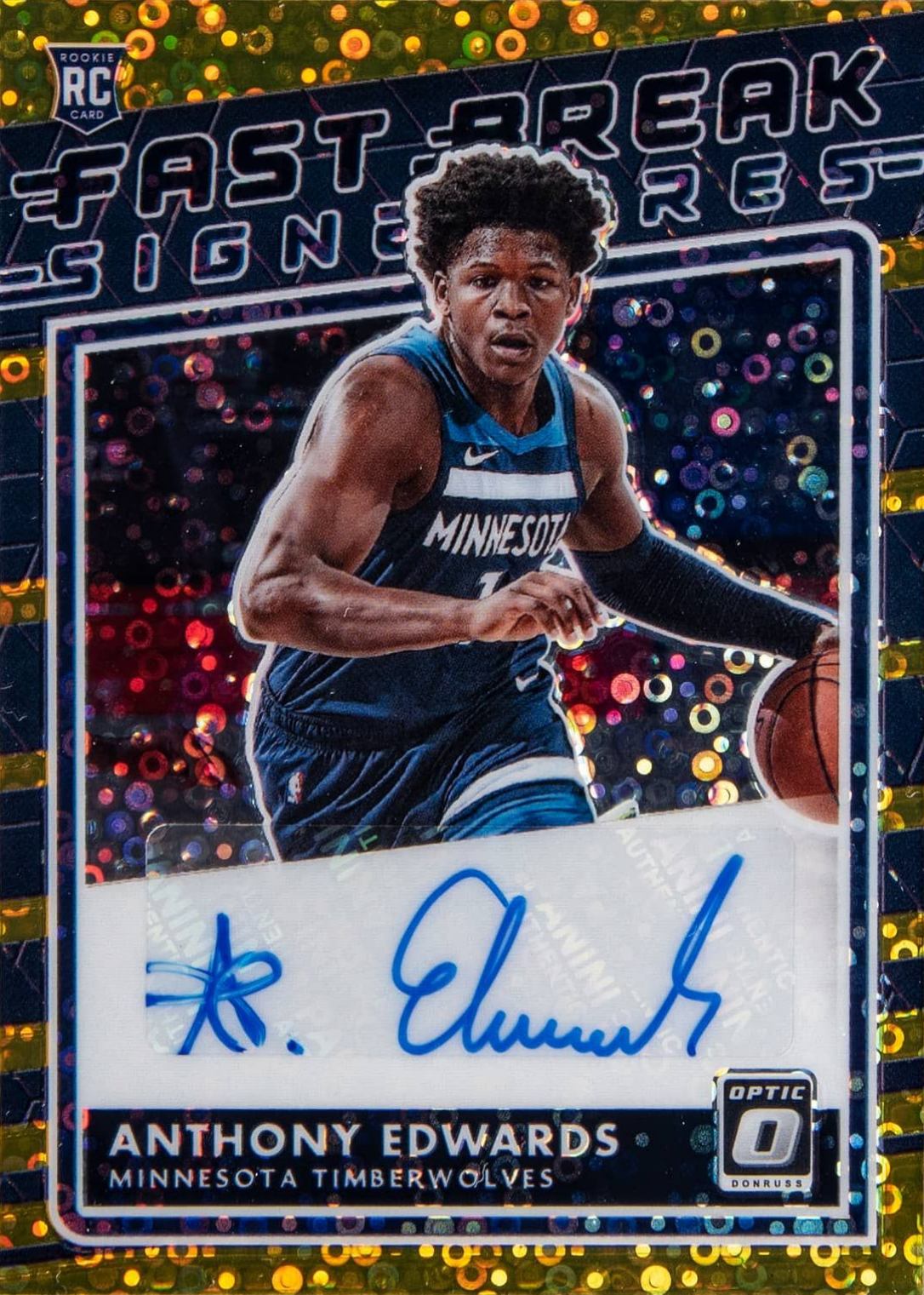 2020 Panini Donruss Optic Fast Break Signatures Anthony Edwards #FB-AED Basketball Card