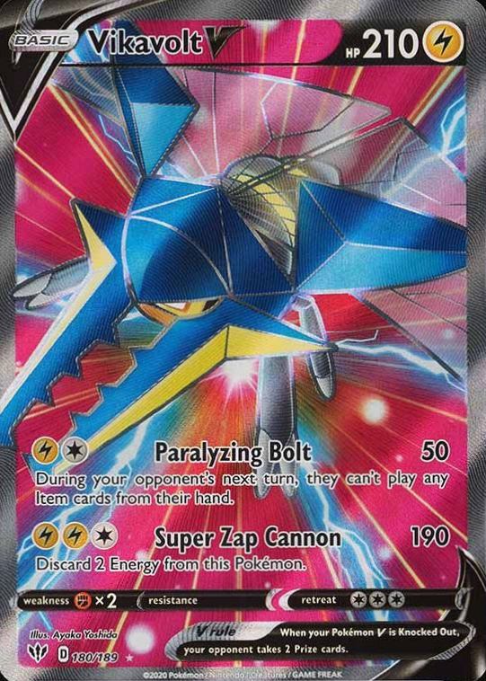 2020 Pokemon Sword & Shield Darkness Ablaze Full Art/Vikavolt V #180 TCG Card