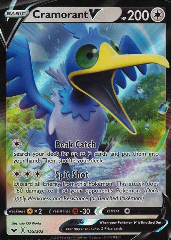 2020 Pokemon Sword & Shield Cramorant V #155 TCG Card