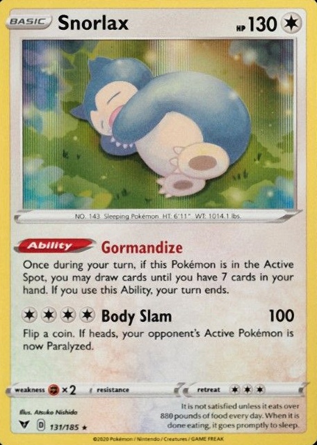 2020 Pokemon Sword & Shield Vivid Voltage Snorlax-Holo #131 TCG Card