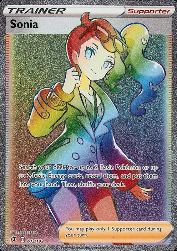 2020 Pokemon Sword & Shield Rebel Clash Full Art/Sonia #203 TCG Card