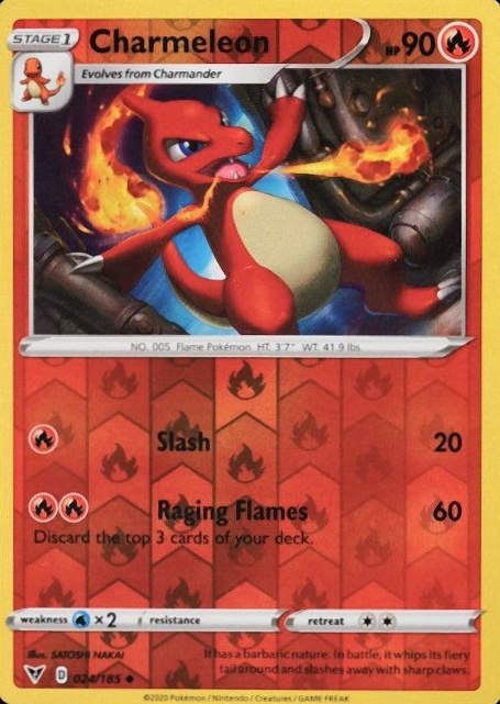 2020 Pokemon Sword & Shield Vivid Voltage Charmeleon-Reverse Foil #024 TCG Card