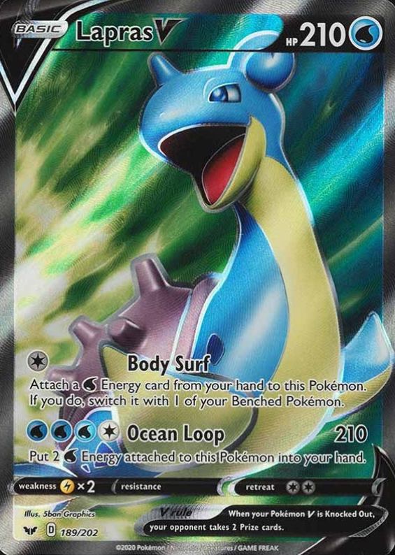 2020 Pokemon Sword & Shield Full Art/Lapras V #189 TCG Card