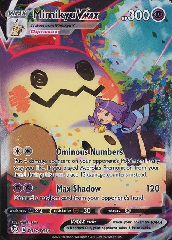 2022 Pokemon Sword & Shield Brilliant Stars Full Art/Mimikyu Vmax #TG17 TCG Card