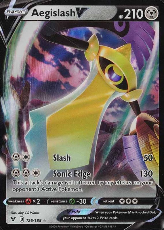 2020 Pokemon Sword & Shield Vivid Voltage Aegislash V #126 TCG Card