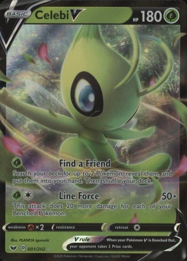 2020 Pokemon Sword & Shield Celebi V #001 TCG Card