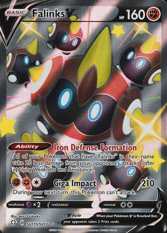 2021 Pokemon Sword & Shield Shining Fates Full Art/Falinks V #SV115 TCG Card