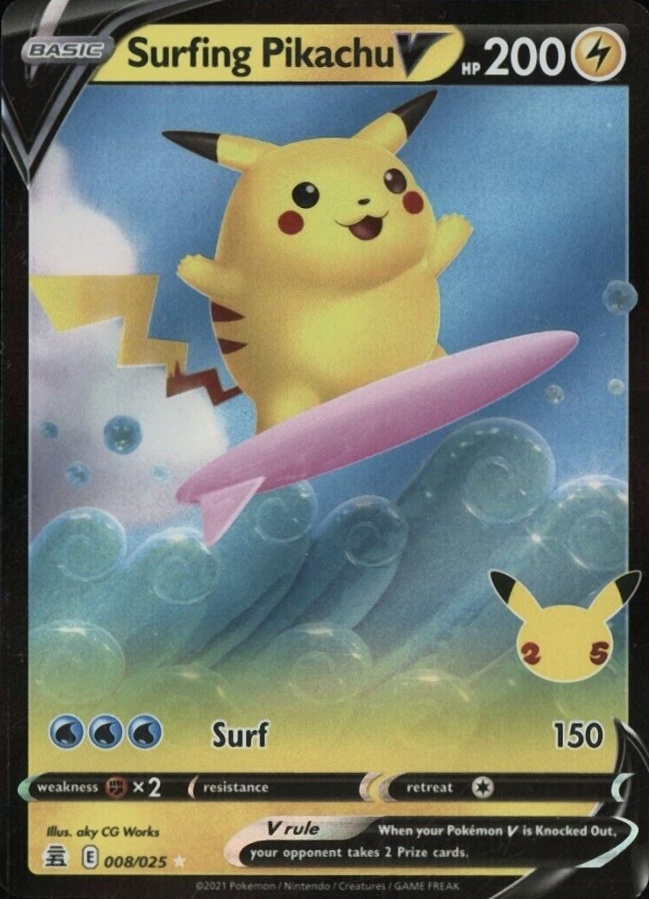 2021 Pokemon Celebrations Surfing Pikachu V #008 TCG Card