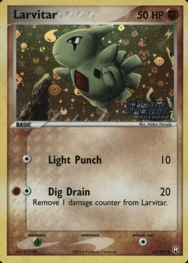 2004 Pokemon EX Team Rocket Returns Larvitar-Reverse Foil #63 TCG Card