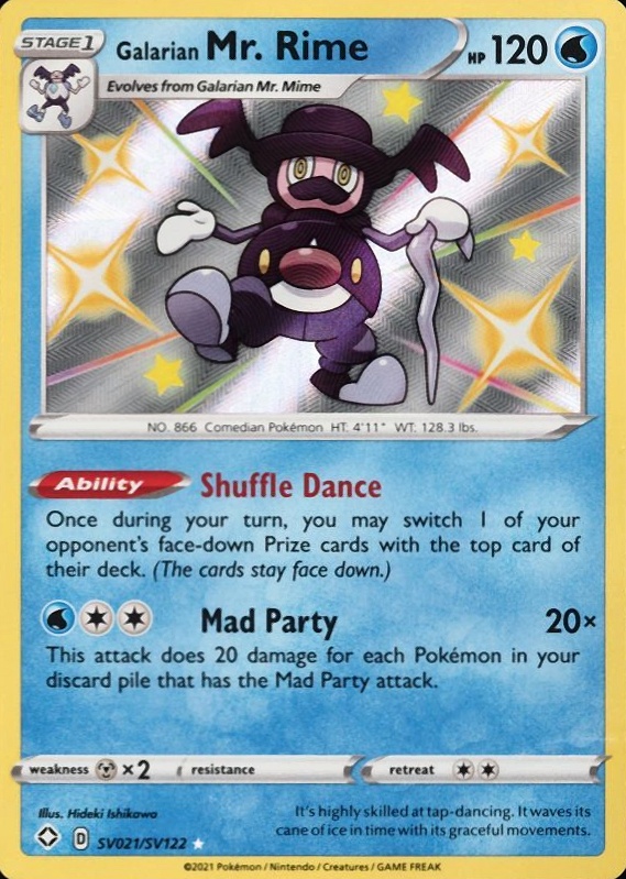 2021 Pokemon Sword & Shield Shining Fates Galarian Mr. Rime-Holo #SV021 TCG Card