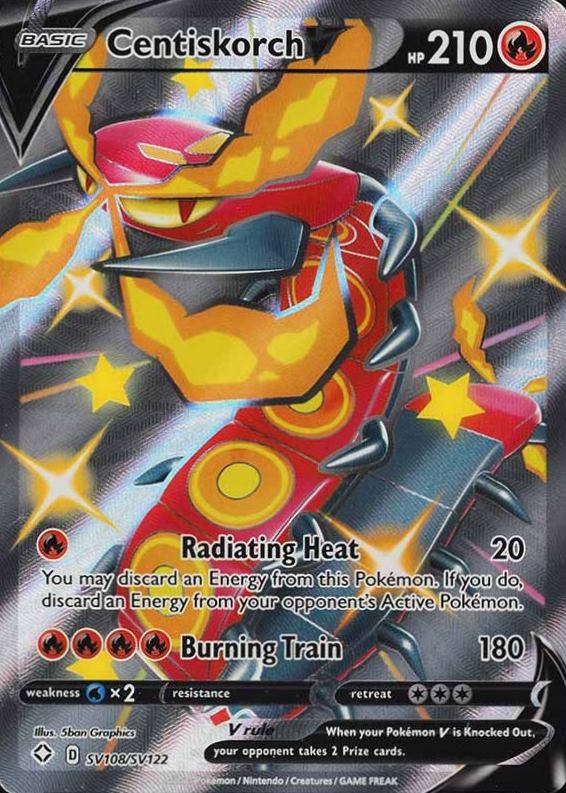 2021 Pokemon Sword & Shield Shining Fates Full Art/Centiskorch V #SV108 TCG Card