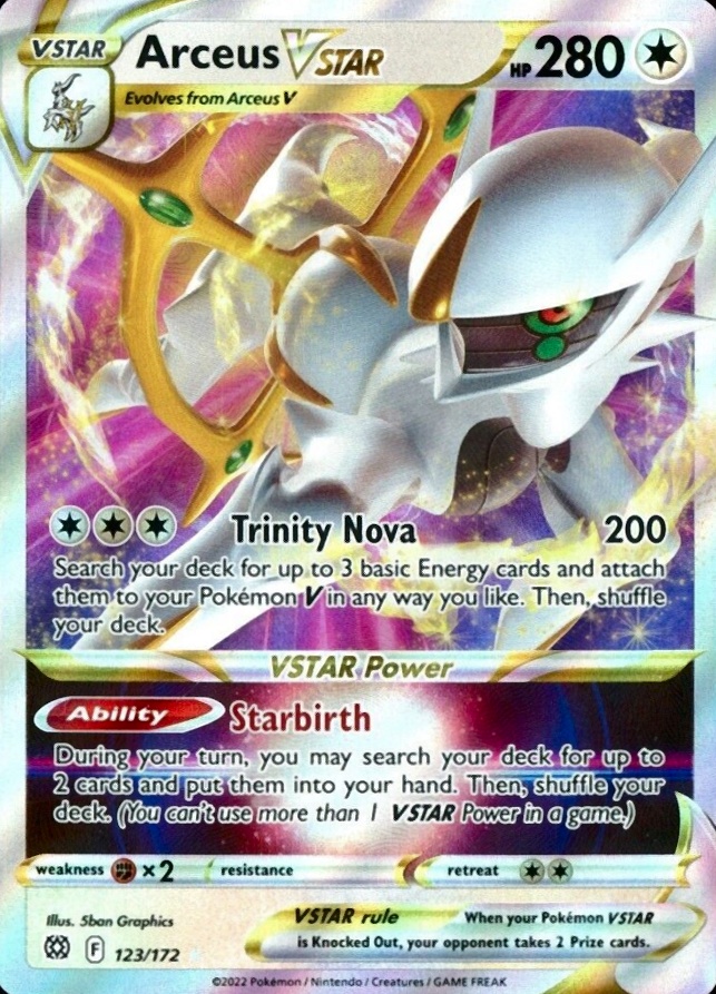 2022 Pokemon Sword & Shield Brilliant Stars Arceus Vstar #123 TCG Card