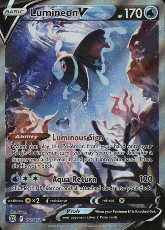 2022 Pokemon Sword & Shield Brilliant Stars Full Art/Lumineon V #156 TCG Card