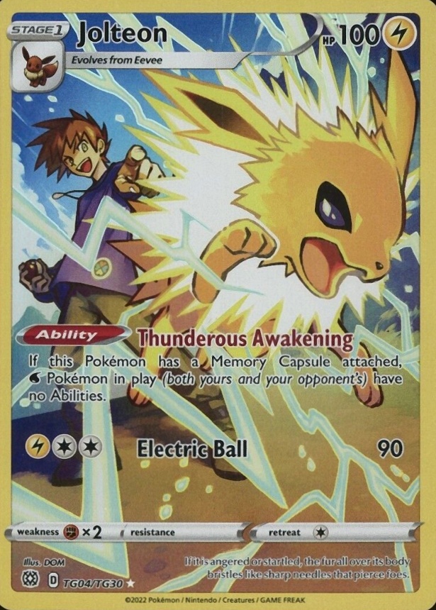 2022 Pokemon Sword & Shield Brilliant Stars Full Art/Jolteon #TG04 TCG Card